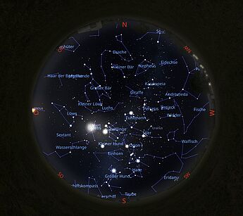 Das Bild zeigt eine Sternkarte mit dem Sternenhimmel am 15.10.2025 um 6:00 Uhr.