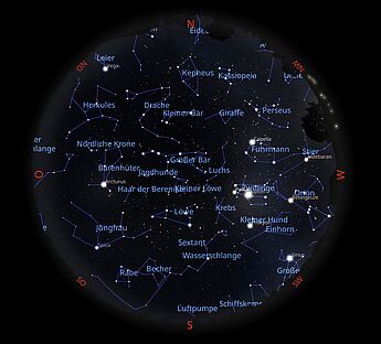 Das Bild zeigt die Sternkarte vom 15.04.2026 um 22:00 Uhr. Das Bild zeigt die Sternkarte vom 15.04.2026 um 22:00 Uhr.