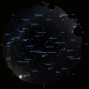 Das Bild zeigt die Sternkarte vom 31.05.2026 um 23:00 Uhr.