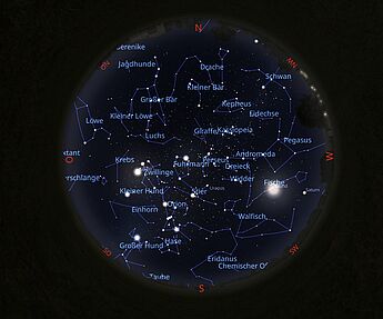 Das Bild zeigt die Sternkarte vom 01.12.2025 um 0:00 Uhr.