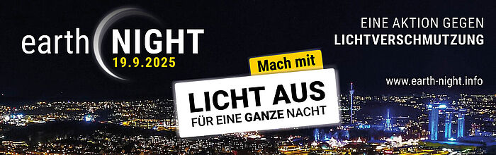 Link zur Web-Seite www.earth-night.info - Das Bild zeigt das offizielle Web-Banner für die Bekanntmachung der am 19.09.2025 stattfindenden Earth Night.
