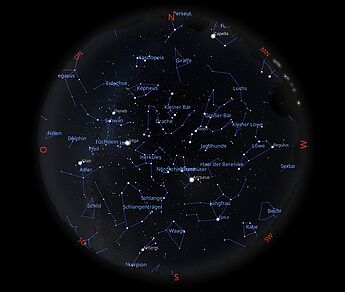 Das Bild zeigt eine Sternkarte mit dem Sternenhimmel am 15.02.2026 um 06:00 Uhr.